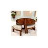 Nashville Sheesham Wood Accent Coffee Table Set With 4 Stools In Natural Teak Finish
