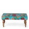 Bestone Solid Wood Bench In Floral Print Green Kantha Fabric