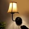 Devansh Black Wall Mounted Lamp With Off-White Cotton Shade