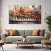 The Castle Decor Music Piano Wall Art Set of 5 Wooden Framed Digital Painting 27x48 Inch