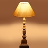 Devansh Off White Cotton Table Lamp With  Wood Natural Base (10X10X21 Inches)-27