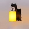 Devansh Solid Wood Electric Wall Light in Brown Colour with Yellow Shade Count of 1 Light