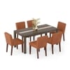 Atlas Crest Storage Solid Wood 6 Seater Dining Table With Set Of 6 Ludo Dining Chairs