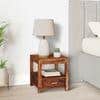 Kassel Sheesham Wood Contemporary Bedside Table End Table In Natural Teak Finish