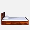 Rangrez Sheesham Wood Queen Size Bed in Honey Oak Finish with Box Storage