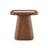 Lazo Solid Wood And Banswara Marble Side Table In Amber Walnut Finish
