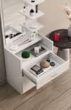 Hexa Red Engineered Wood Dressing Table in Frosty White Colour