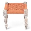 Riaza Solid Wood Maachi Stool in Orange Canning