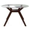 Wesley - Cabalo (Leatherette) 4 Seater Round Glass Top Dining Table Set (Colour- Black, Finish- Dark Walnut)
