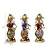 Desert Art Metal Handpainted Lady Musician Showpiece Set of 3
