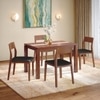 Atlas Crest Solid Wood 4 Seater Dining Table With 4 Clarke Dining Chairs (Finish : Honey, Chair Colour : Black Leatherette)