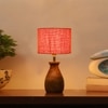 Devansh Orange Jute Table Lamp With Wood Natural Base (7X13 Inches)-19