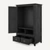 Alaca Solid Sheesham Wood 2 Door 2 Drawer Wardrobe In Black Finish