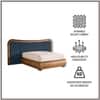 Elowen Softline Queen Size Bed in velvet With Oak wood Frame & Hydraulic Storage