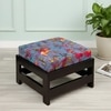 Kumkum Rosewood Foot Stool with Bird Print Grey Kantha Cushion