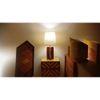 Stella Brown Wooden Table Lamp with White Fabric Lampshade