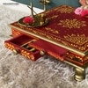 D'Dass Red Mdf and Sheesham Wooden Pooja Chowki With Drawer