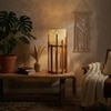 Bastian Wooden Table Lamp with Brown Base and Premium White Fabric Lampshade