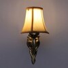 Devansh Gold Antique Wall Mounted Lamp With Off-White Cotton Shade