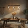 Symmetric Beige Solid Wood Cluster Hanging Light