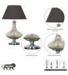 Delicea Smoke Glass And Chrome Finish Metal Table Lamp With Black Cotton Shade