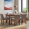 Dane Solid Wood Dining Table 6 Seater with 6 Ludo Upholstered Dining Chairs (Finish: Honey, Colour: Shitake Beige)