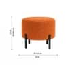 Doe Buck Premium Boucle Round Ottoman in Matte Orange Colour with Polished Black Legs