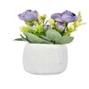 Purple Artificial Flowers With Modern Planter