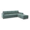 Apollo Sectional Fabric Sofa (Colour : Dusty Turquoise Velvet , Seating Capacity : Right Aligned 3 Seater + Chaise+ Ottoman  Cushion Type : Hard )