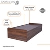 Mavora Single Bed With Storage In Columbian Walnut Finish
