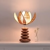 Devansh Lotus Bamboo  Table Lamp With Wood Pebble Lamp (12X12X17.25) Inches