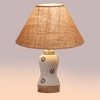 Devansh Conical Beige Jute Shade Lamp With Wood & Mosaic Glass Base For Decoration/Office/Home/Gifting/Study For Decoration/Office/Home/Gifting/Study -(10X10X14.5) Inches -A