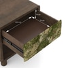 Eden Upholstered Solid wood Bedside Table in Berry Orchid Fabric Colour with Danish Walnut Finish