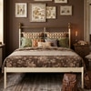 Iver Metal Non Storage Queen Bed in Glossy Ivory Finish
