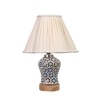 Devansh Off-White Vintage Cotton Pleated Shade Lamp With Wood & Mosaic Glass Base For Decoration/Office/Home/Gifting/Study For Decoration/Office/Home/Gifting/Study