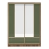 Velora Premium 2 Door 8ft Sliding Wardrobe with mirror Olive Green Classic Walnut Finish