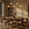 Hexagram 5 Series Brown Solid Wood Cluster Hanging Light
