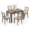 Atlas Crest Storage Solid Wood 4 Seater Dining Table With Reed Dining Chairs