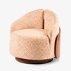 Zyra Fabric Revolving Lounge Chair in Brown Colour