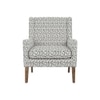 Leston Printed Canvas Geometry Fabric Lounge Chair in White Colour