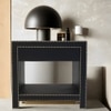Ler Series Bedside Table in Black Leatherette and Pewter Nailhead Trims