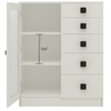 Rivera Crockery Unit-cum-Chest of Drawers with 5 Drawers and Toughened Glass Ivory - Carbon Black