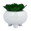 White Cat Planter With Artificial Succulent