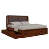 Lotus Solid Wood King  Size Upholstered Bed With Drawer Storage (Honey Oak Finish)