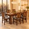 Globally Indian Giselle Solid Sheesham Wood 6 Seater Dining Table Set 6 Chairs Terracotta Orange
