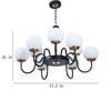 Eliante 9-Light White Mild Steel And Glass Chandelier, Modern Hanging Ceiling Light Fixture