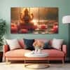The Castle Decor Goddess Laxmi Wall Painting Wooden Framed 27x48 Inch (Style 11)
