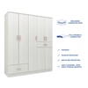 Ren 5 Door Engineered Wood Wardrobe in Silver Oak Finish