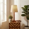 Babel Wooden Table Lamp with Brown Base and Premium White Fabric Lampshade