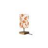 Flynn Multicolor cotton table lamp with Square Natural Wood Base